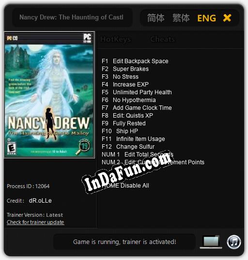 Nancy Drew: The Haunting of Castle Malloy: TRAINER AND CHEATS (V1.0.96)