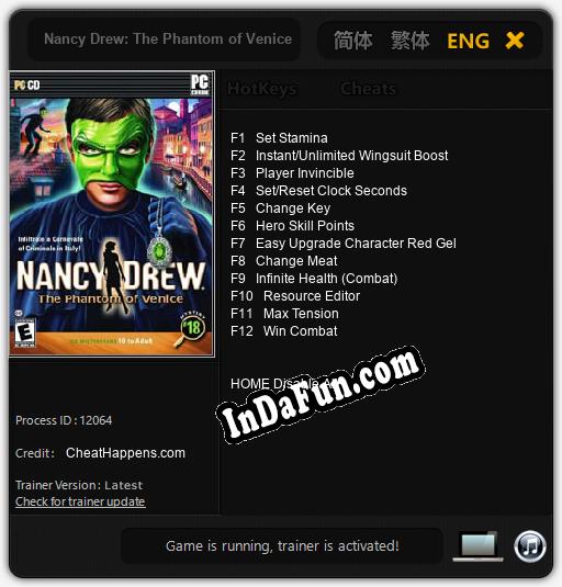 Nancy Drew: The Phantom of Venice: Trainer +12 [v1.6]