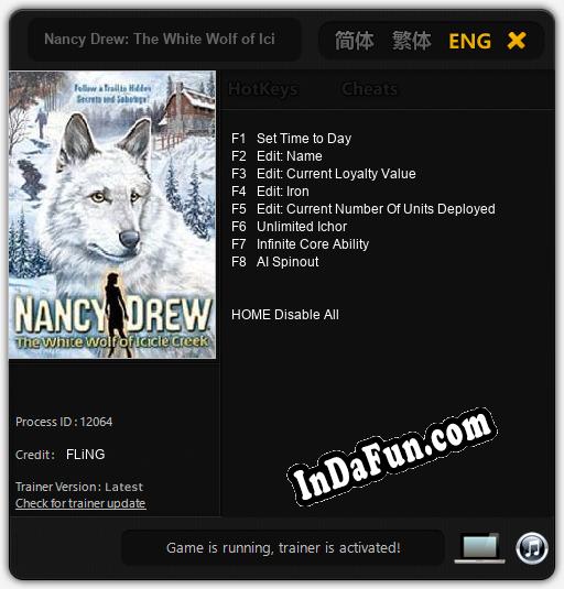 Nancy Drew: The White Wolf of Icicle Creek: Trainer +8 [v1.8]