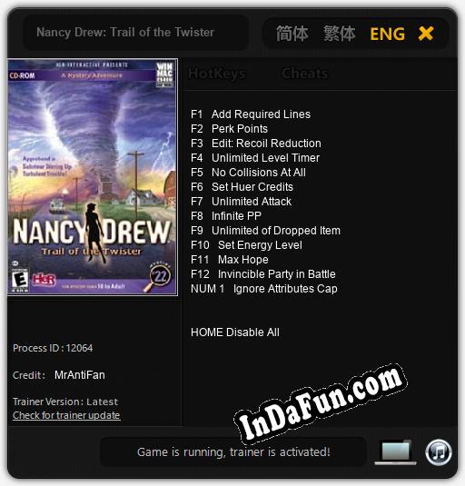 Nancy Drew: Trail of the Twister: Cheats, Trainer +13 [MrAntiFan]