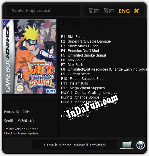 Naruto: Ninja Council: Cheats, Trainer +15 [MrAntiFan]