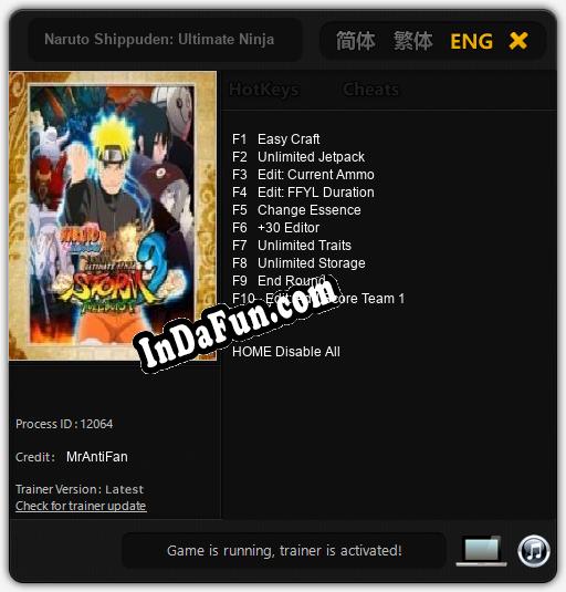 Naruto Shippuden: Ultimate Ninja Storm 3 Full Burst: TRAINER AND CHEATS (V1.0.24)