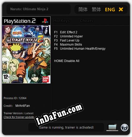 Naruto: Ultimate Ninja 2: TRAINER AND CHEATS (V1.0.24)