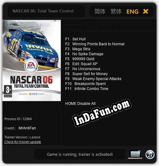 NASCAR 06: Total Team Control: Cheats, Trainer +11 [MrAntiFan]