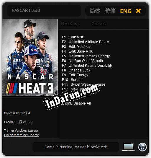 NASCAR Heat 3: TRAINER AND CHEATS (V1.0.45)