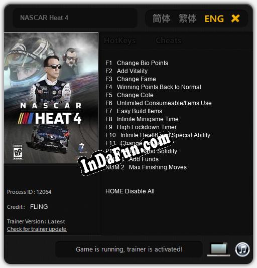 NASCAR Heat 4: TRAINER AND CHEATS (V1.0.32)