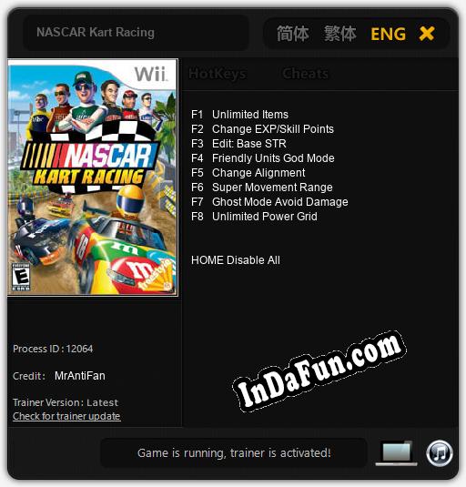 Trainer for NASCAR Kart Racing [v1.0.4]