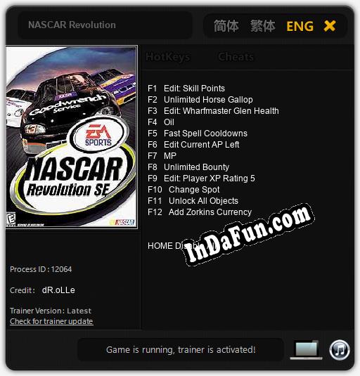 NASCAR Revolution: Cheats, Trainer +12 [dR.oLLe]