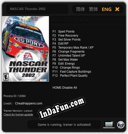 NASCAR Thunder 2002: Cheats, Trainer +12 [CheatHappens.com]