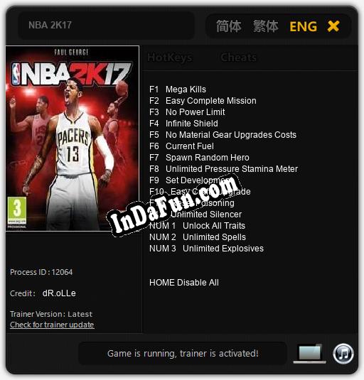 NBA 2K17: Trainer +15 [v1.3]