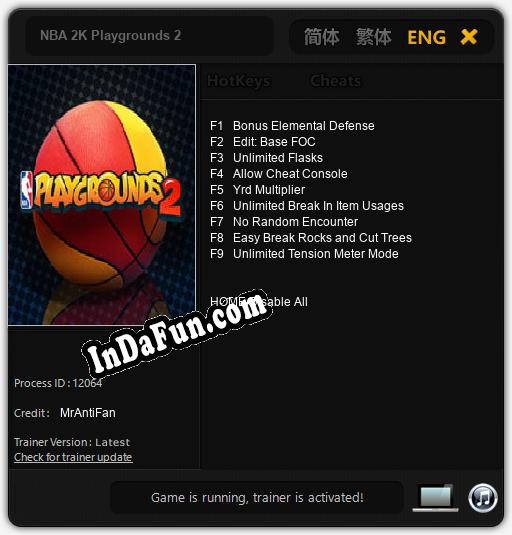 Trainer for NBA 2K Playgrounds 2 [v1.0.1]