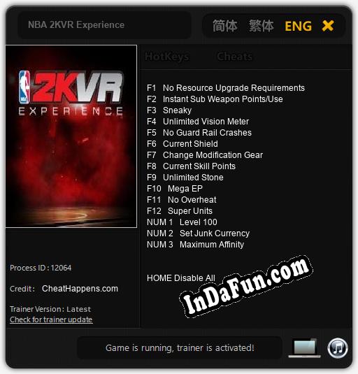 Trainer for NBA 2KVR Experience [v1.0.7]