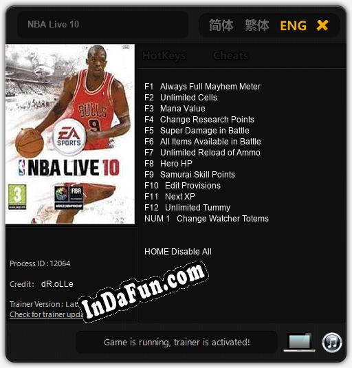 NBA Live 10: TRAINER AND CHEATS (V1.0.24)