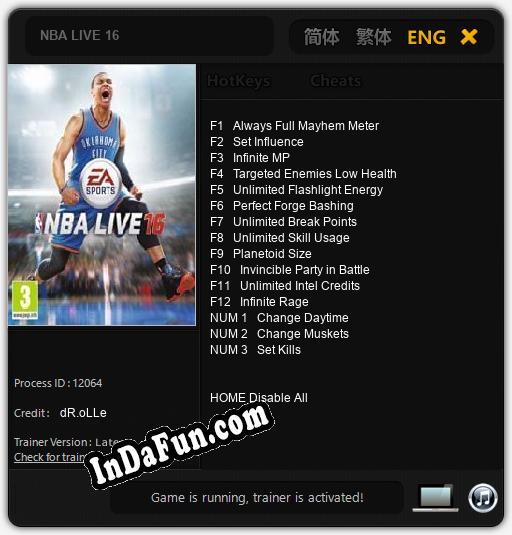 NBA LIVE 16: TRAINER AND CHEATS (V1.0.16)