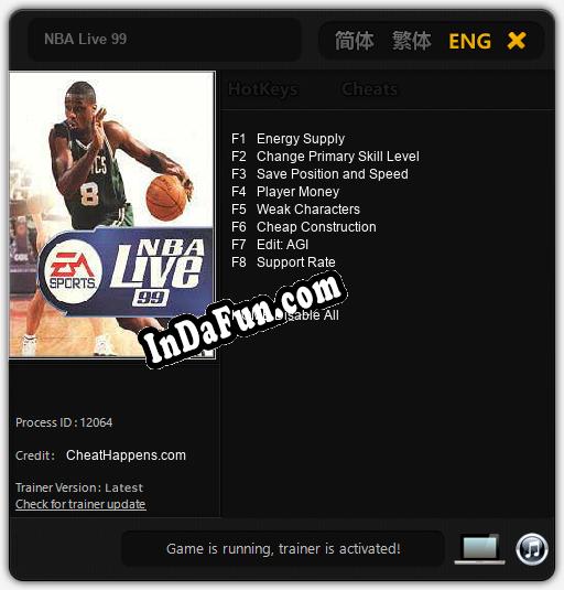 NBA Live 99: Trainer +8 [v1.1]