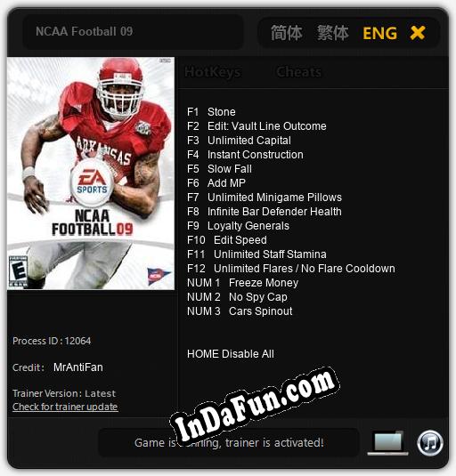 Trainer for NCAA Football 09 [v1.0.6]