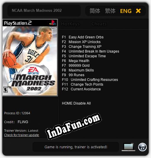NCAA March Madness 2002: TRAINER AND CHEATS (V1.0.24)