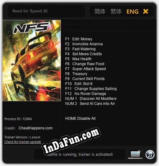 Trainer for Need for Speed 26 [v1.0.7]