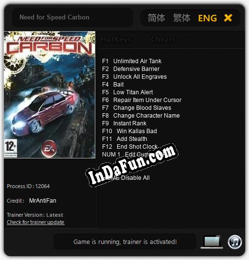 Need for Speed Carbon: Cheats, Trainer +13 [MrAntiFan]