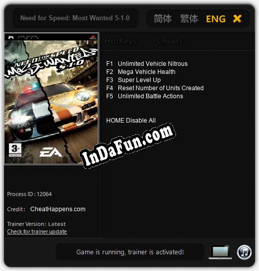 Trainer for Need for Speed: Most Wanted 5-1-0 [v1.0.3]