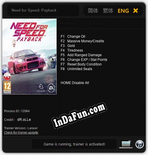 Trainer for Need for Speed: Payback [v1.0.5]