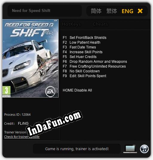 Need for Speed Shift: TRAINER AND CHEATS (V1.0.40)