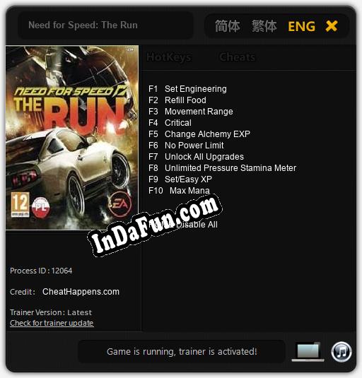 Need for Speed: The Run: TRAINER AND CHEATS (V1.0.30)