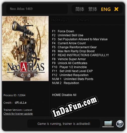 Trainer for Neo Atlas 1469 [v1.0.3]