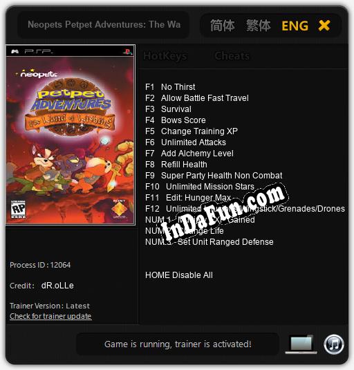 Trainer for Neopets Petpet Adventures The Wand of Wishing [v1.0.4