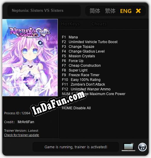 Neptunia: Sisters VS Sisters: TRAINER AND CHEATS (V1.0.41)