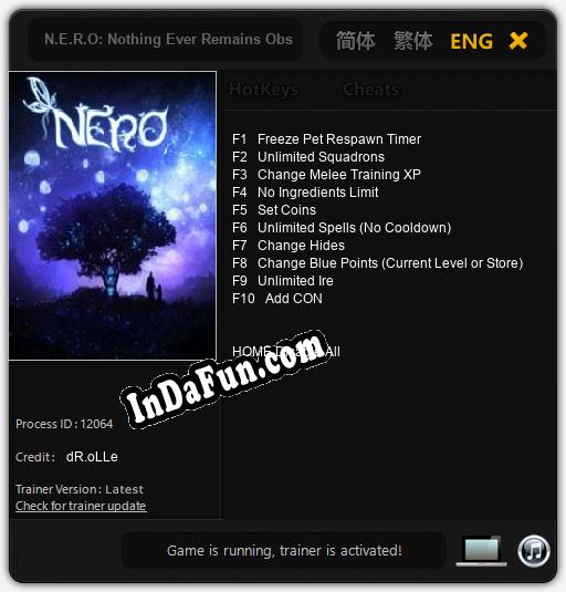 N.E.R.O: Nothing Ever Remains Obscure: Trainer +10 [v1.9]