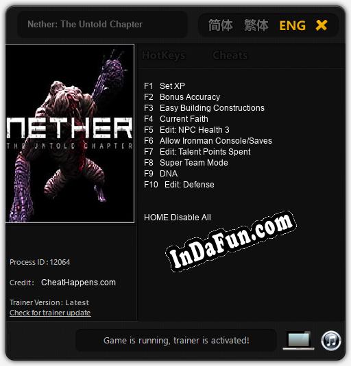 Trainer for Nether: The Untold Chapter [v1.0.7]