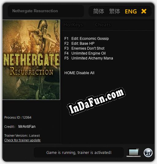 Nethergate Resurrection: TRAINER AND CHEATS (V1.0.73)