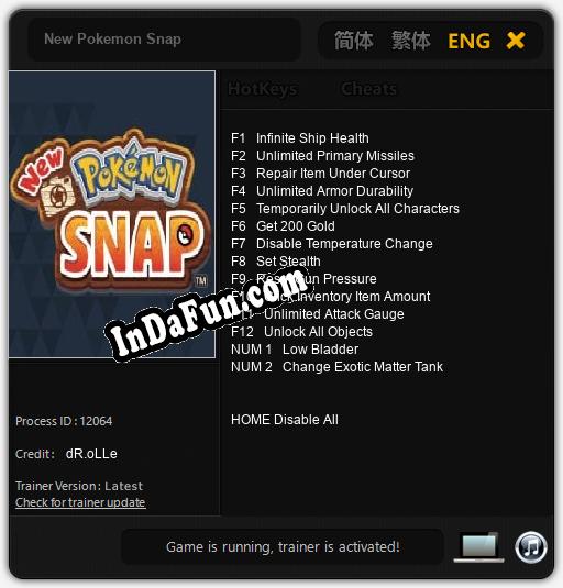 Trainer for New Pokemon Snap [v1.0.1]