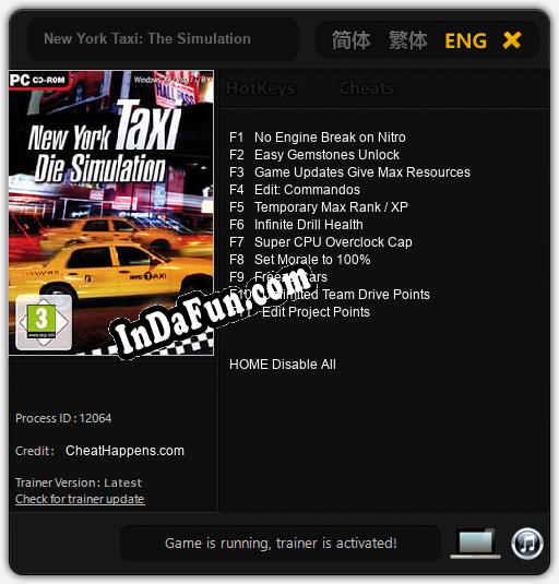 New York Taxi: The Simulation: TRAINER AND CHEATS (V1.0.49)