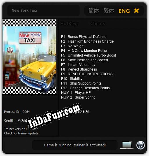 New York Taxi: Cheats, Trainer +14 [MrAntiFan]