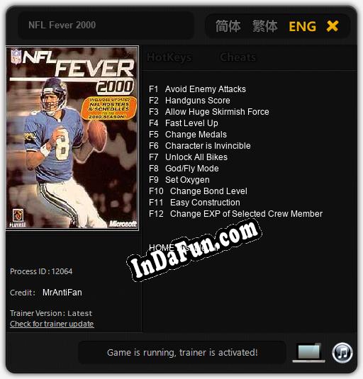 Trainer for NFL Fever 2000 [v1.0.7]