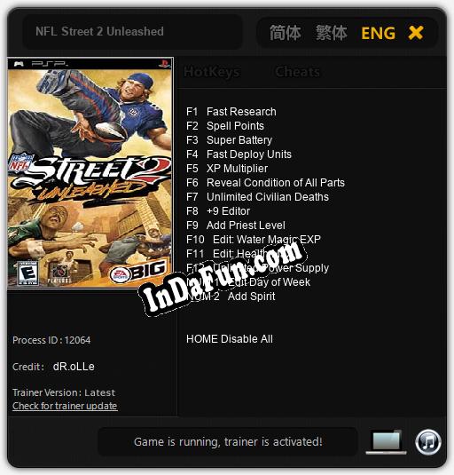 NFL Street 2 Unleashed: TRAINER AND CHEATS (V1.0.78)