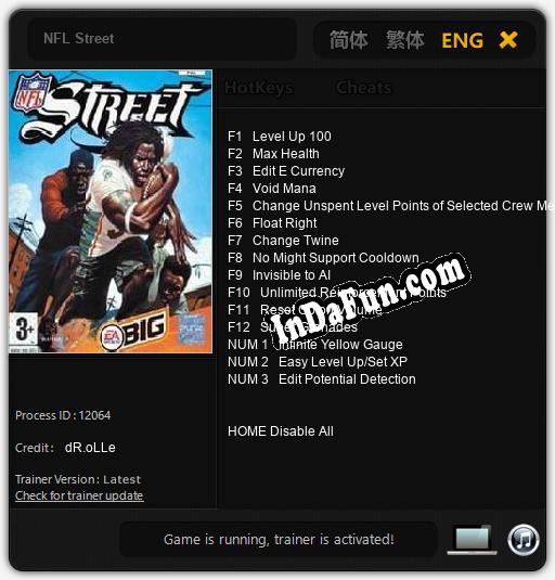 NFL Street: Cheats, Trainer +15 [dR.oLLe]