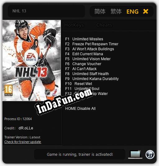 NHL 13: Trainer +12 [v1.7]