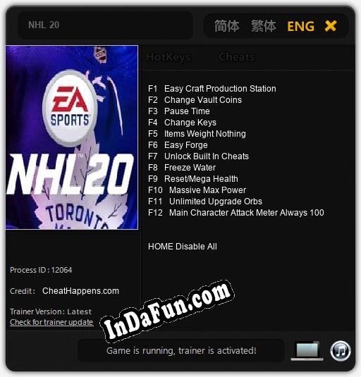 NHL 20: Cheats, Trainer +12 [CheatHappens.com]