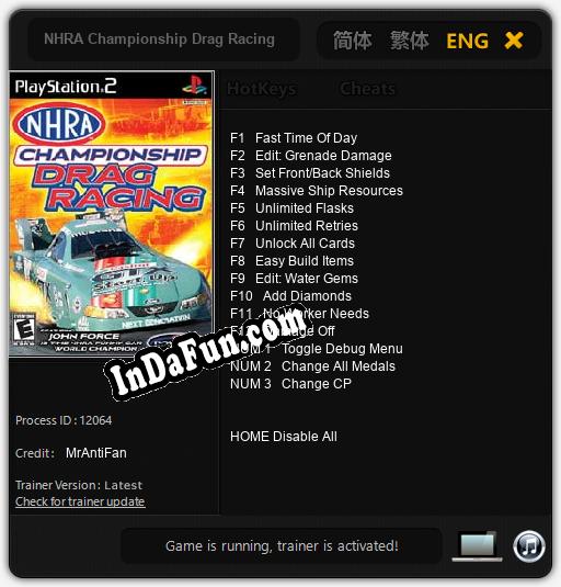 NHRA Championship Drag Racing: Trainer +15 [v1.6]