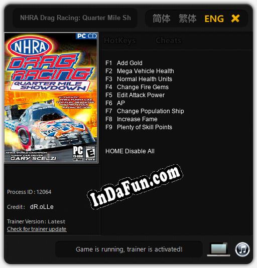 NHRA Drag Racing: Quarter Mile Showdown: TRAINER AND CHEATS (V1.0.93)