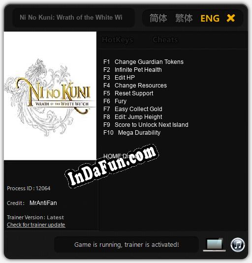 Trainer for Ni No Kuni: Wrath of the White Witch [v1.0.8]