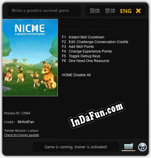 Trainer for Niche a genetics survival game [v1.0.2]