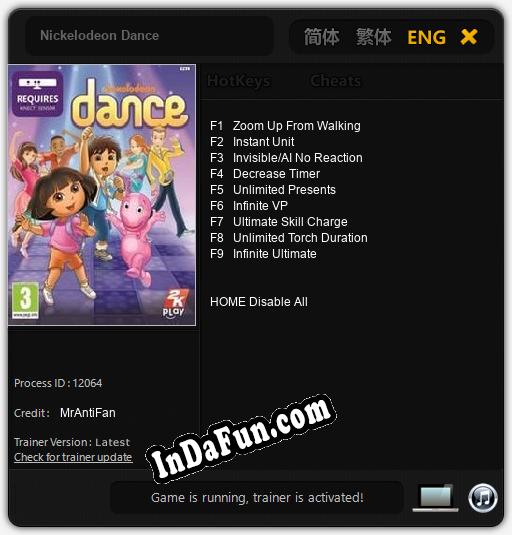Trainer for Nickelodeon Dance [v1.0.1]