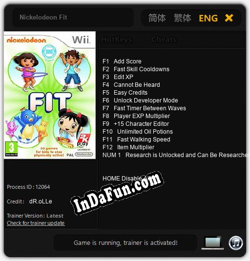 Nickelodeon Fit: TRAINER AND CHEATS (V1.0.45)