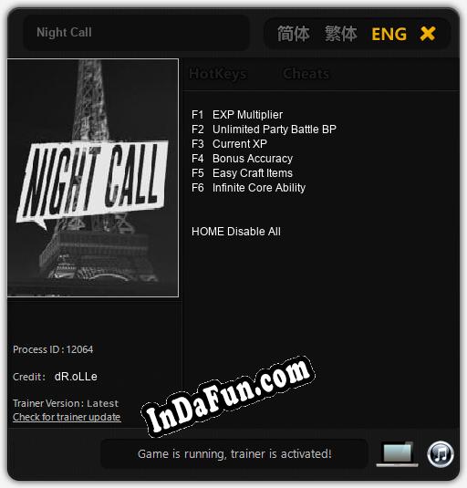 Night Call: Cheats, Trainer +6 [dR.oLLe]