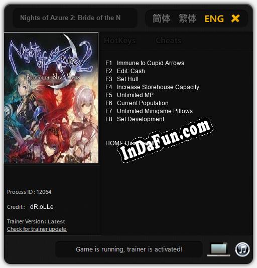 Trainer for Nights of Azure 2: Bride of the New Moon [v1.0.5]