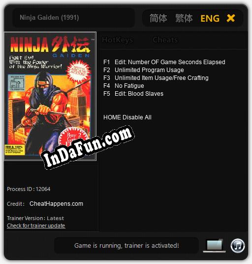 Ninja Gaiden (1991): Cheats, Trainer +5 [CheatHappens.com]